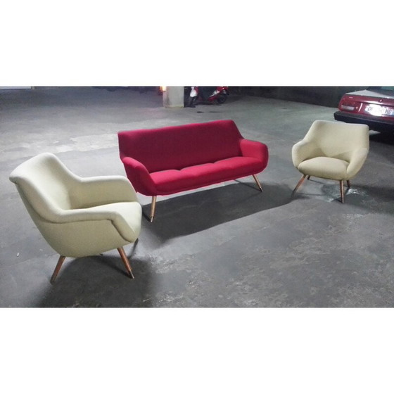 Image 1 of Beige fauteuil in organische stijl - 1950