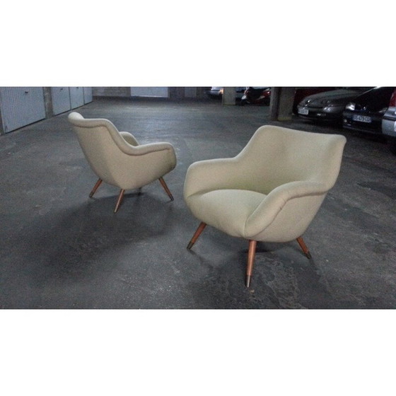 Image 1 of Beige fauteuil in organische stijl - 1950
