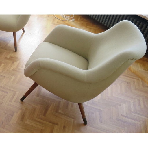 Beige fauteuil in organische stijl - 1950