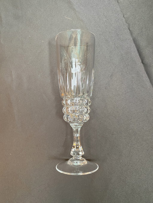 8X Crystal D'Arques Pompadour Champagneflutes