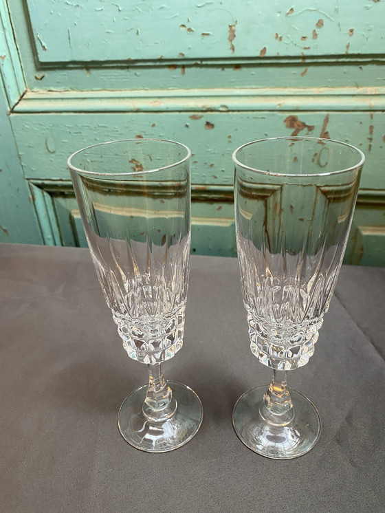 Image 1 of 8X Crystal D'Arques Pompadour Champagneflutes