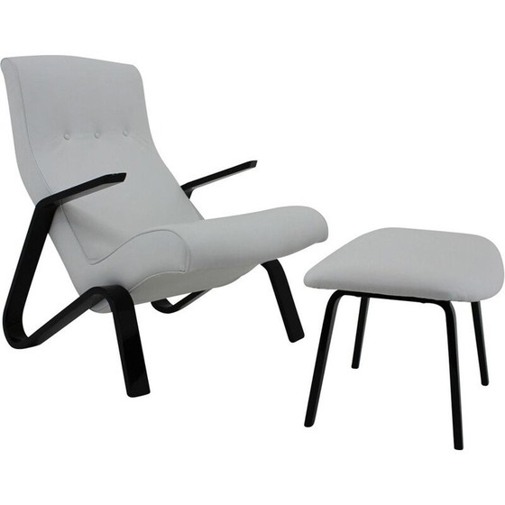 Image 1 of Vintage Grasshopper fauteuil en voetensteun van Eero Saarinen voor Knoll, jaren 1950