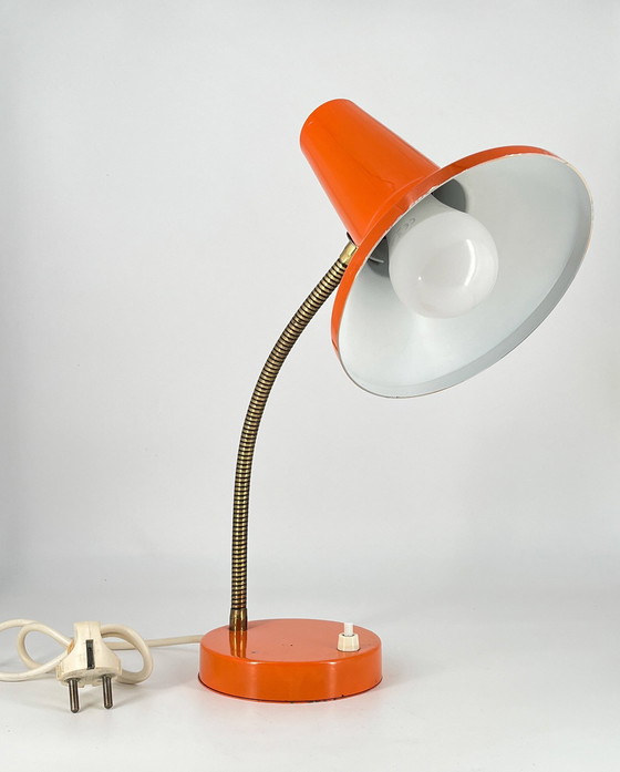 Image 1 of Vintage bureaulamp Oranje 1960 1970 Mid Century Ruimtetijdperk