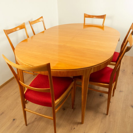 Image 1 of 1960 kersen eettafel met 6 stoelen