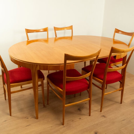 Image 1 of 1960 kersen eettafel met 6 stoelen