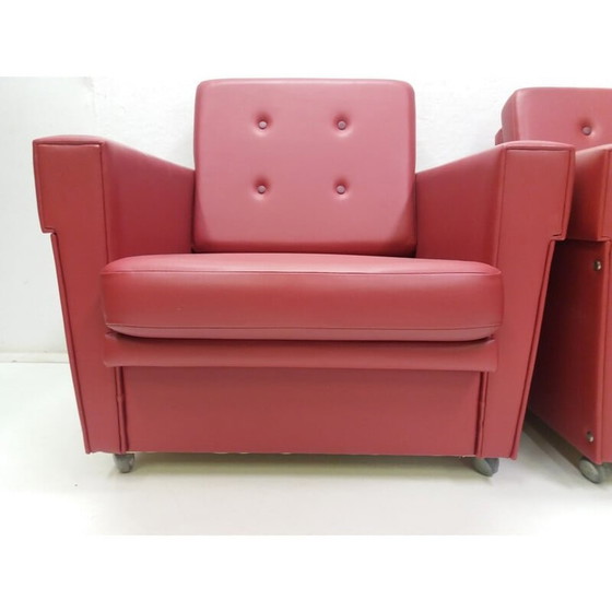 Image 1 of Paar vintage fauteuils in verchroomd metaal, Tsjecho-Slowakije 1970