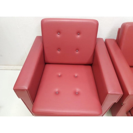 Image 1 of Paar vintage fauteuils in verchroomd metaal, Tsjecho-Slowakije 1970