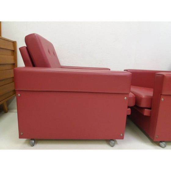 Image 1 of Paar vintage fauteuils in verchroomd metaal, Tsjecho-Slowakije 1970