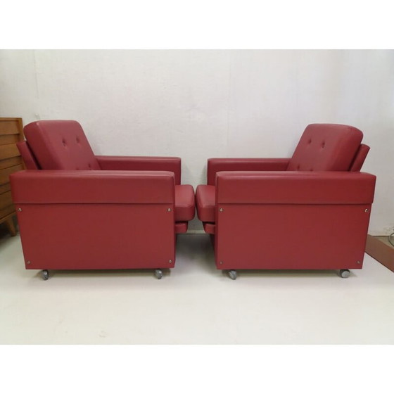 Image 1 of Paar vintage fauteuils in verchroomd metaal, Tsjecho-Slowakije 1970