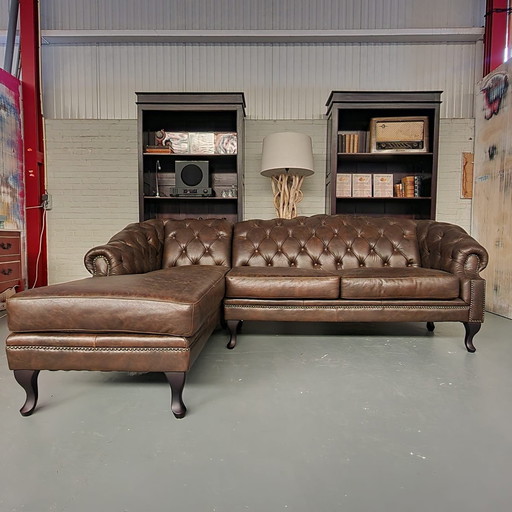 Acme Classic Chesterfield Bank – Vintage Bruin, Leer