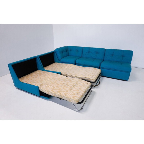 Image 1 of Mid Century blauwe modulaire sofa, Italië 1960