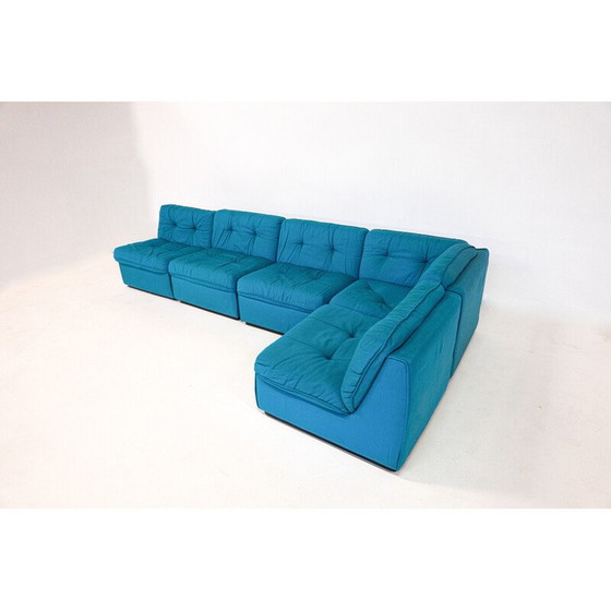 Image 1 of Mid Century blauwe modulaire sofa, Italië 1960