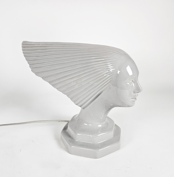 Image 1 of Vintage  - Rene Lalique stijl - design Hubert Olivier -  tafellamp - keramiek -  Frankrijk - 1960's