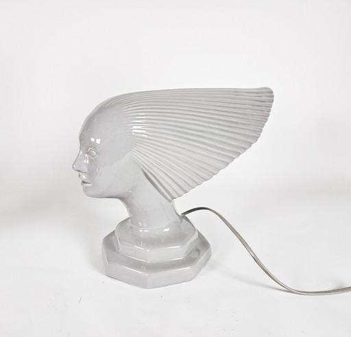 Vintage  - Rene Lalique stijl - design Hubert Olivier -  tafellamp - keramiek -  Frankrijk - 1960's