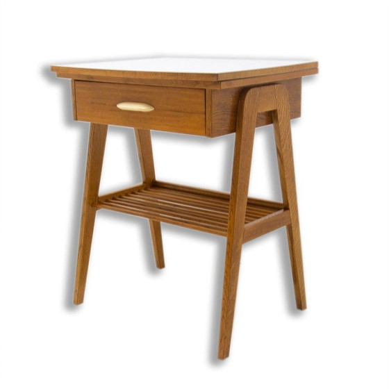Image 1 of Vintage bijzettafel in beukenhout en formica, Tsjecho-Slowakije 1960