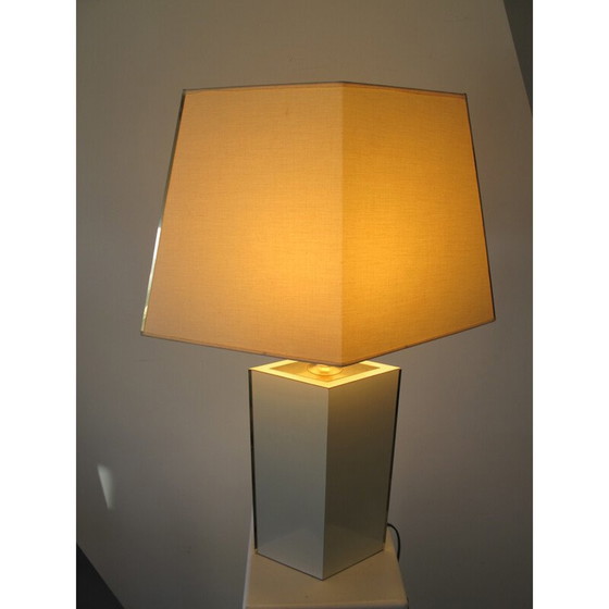 Image 1 of Vintage lamp in messing en stof - jaren 1980