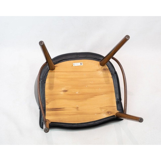 Image 1 of Vintage Fauteuil met zwart leer en poten van rozenhout van Chr. Linneberg,1960