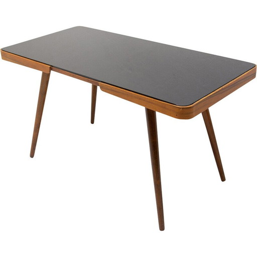 Vintage salontafel in opaxiet glas en beuken voor Interiér Praha, Tsjecho-Slowakije 1960