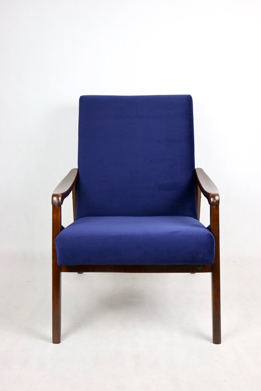 Tsjechisch model fauteuil in oceaanblauw, toegeschreven aan Jiri Jiroutek, 1970S