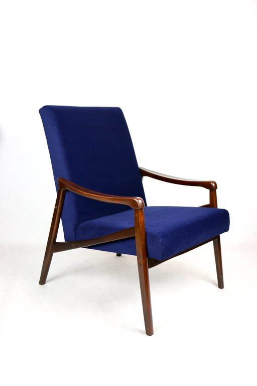 Tsjechisch model fauteuil in oceaanblauw, toegeschreven aan Jiri Jiroutek, 1970S