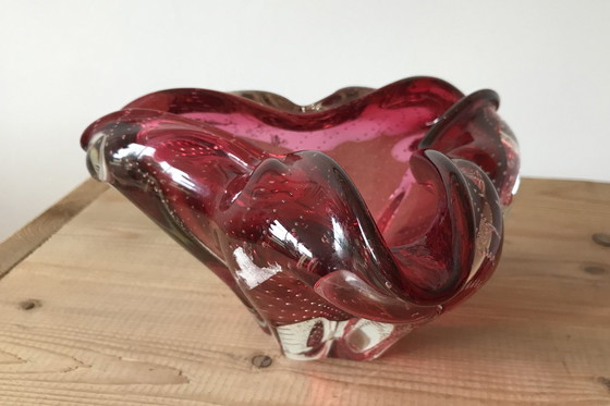 Image 1 of Vintage Murano Glazen Kom Of Asbak In Bubbelglas