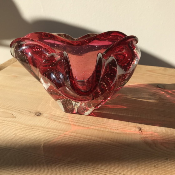 Image 1 of Vintage Murano Glazen Kom Of Asbak In Bubbelglas