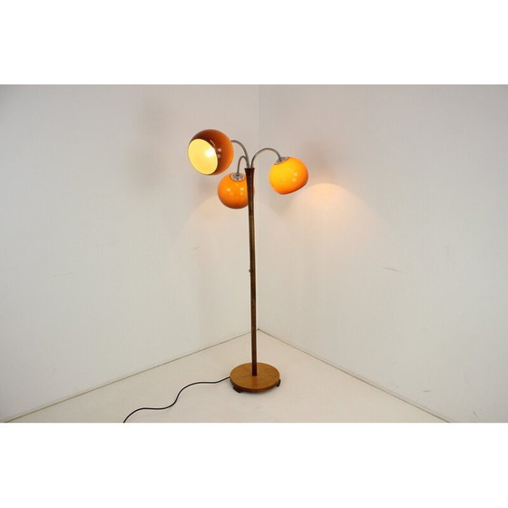 Image 1 of Vintage verstelbare vloerlamp van hout, kunststof en chroom, Tsjecho-Slowakije 1960
