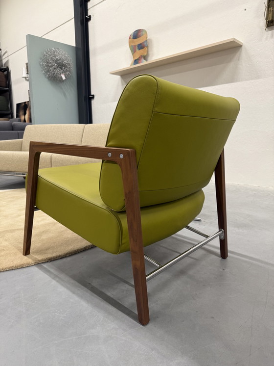 Image 1 of Harvink Fraai Fauteuil Groen Leer Design Stoel