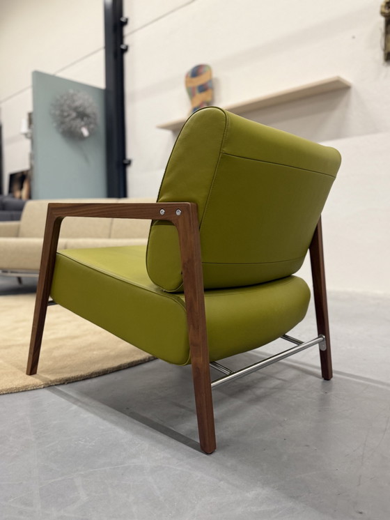 Image 1 of Harvink Fraai Fauteuil Groen Leer Design Stoel