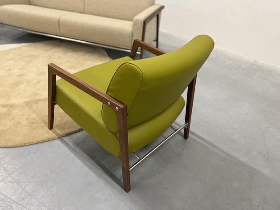 Image 1 of Harvink Fraai Fauteuil Groen Leer Design Stoel