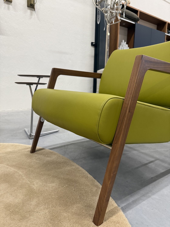 Image 1 of Harvink Fraai Fauteuil Groen Leer Design Stoel