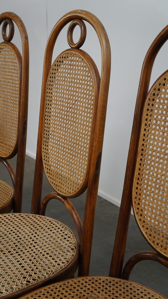 Image 1 of 4 x hoge bentwood vintage webbing eetkamer stoelen