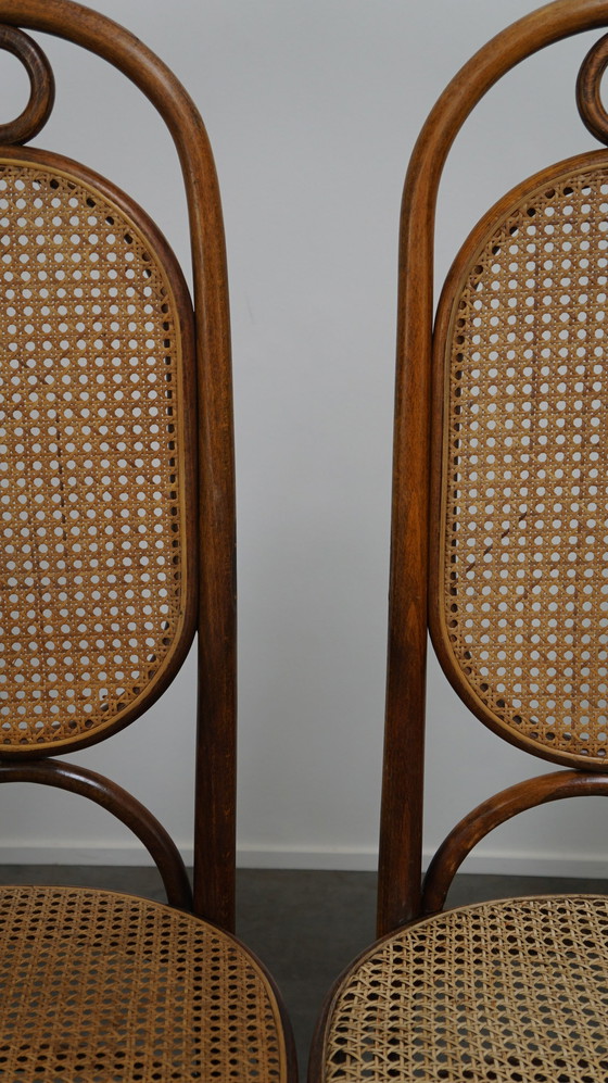 Image 1 of 4 x hoge bentwood vintage webbing eetkamer stoelen