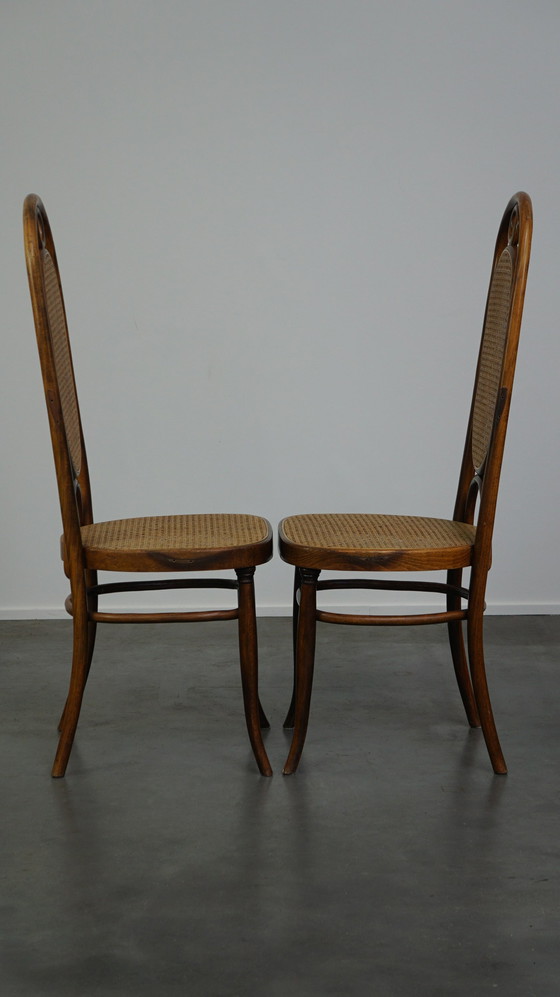 Image 1 of 4 x hoge bentwood vintage webbing eetkamer stoelen