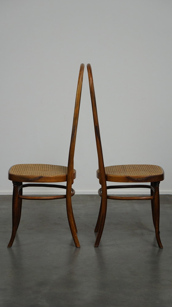 Image 1 of 4 x hoge bentwood vintage webbing eetkamer stoelen