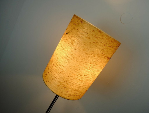 Vloerlamp glasvezel kap chroom zwart metaal jaren 60