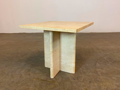 Vintage Travertine salontafel Italië midden van de eeuw 1960 1970