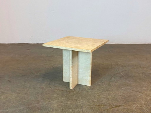 Vintage Travertine salontafel Italië midden van de eeuw 1960 1970