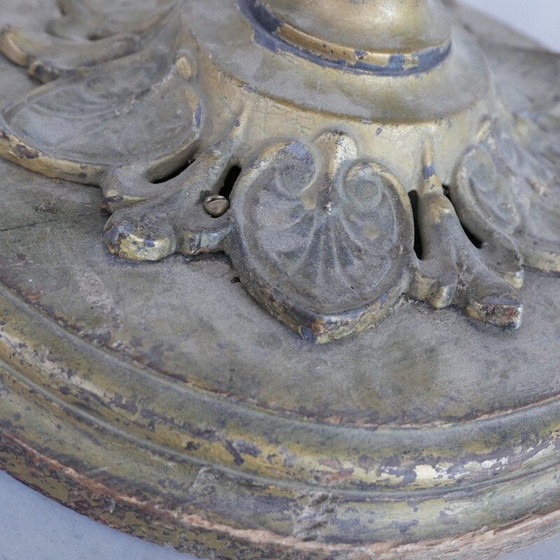 Image 1 of Vintage Art Deco vloerlamp van hout en verguld metaal, Frankrijk 1930