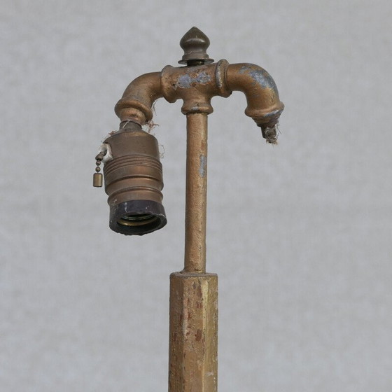 Image 1 of Vintage Art Deco vloerlamp van hout en verguld metaal, Frankrijk 1930