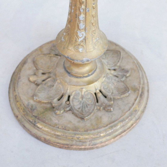 Image 1 of Vintage Art Deco vloerlamp van hout en verguld metaal, Frankrijk 1930