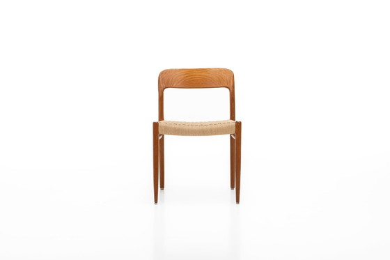 Image 1 of Teakhouten Papercord Eetkamerstoelen door Niels O. Møller voor J.L. Møllers, jaren 1960, set van 8