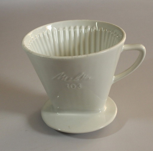 1950S Groot Melitta porseleinen koffiefilter 103 (3 gaats) - Vintage