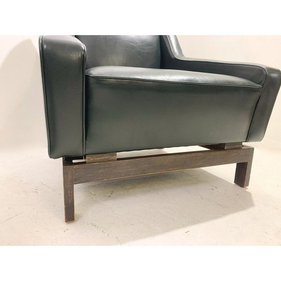 Image 1 of Paar leren fauteuils uit de Mid Century van Emiel Veranneman, 1958