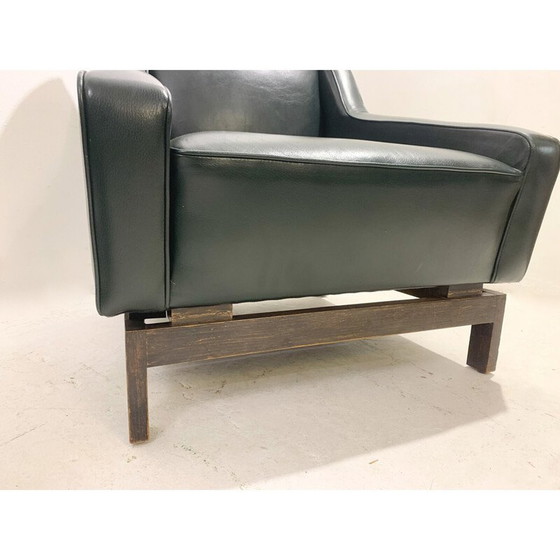 Image 1 of Paar leren fauteuils uit de Mid Century van Emiel Veranneman, 1958