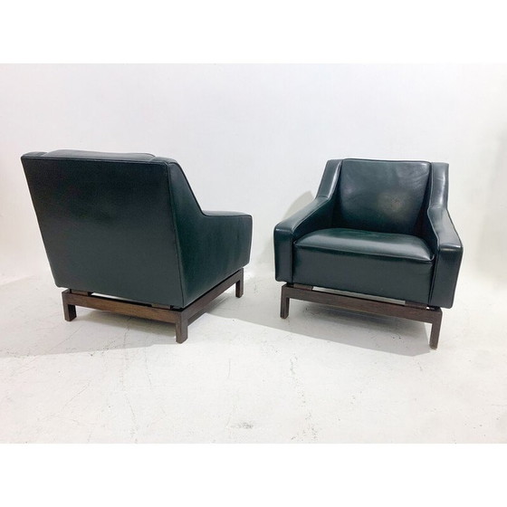 Image 1 of Paar leren fauteuils uit de Mid Century van Emiel Veranneman, 1958