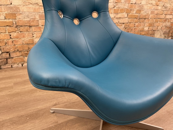 Image 1 of Poltrona Frau Regina Swivel Chair blauwgroen