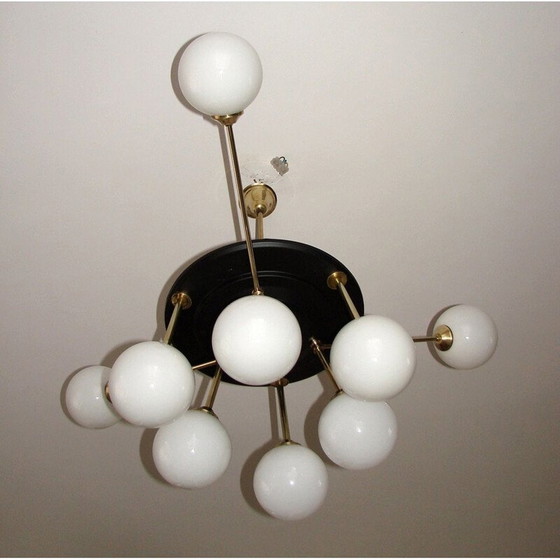 Image 1 of Vintage kroonluchter van messing en metaal, 1960