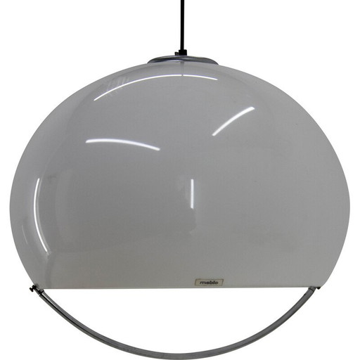 Vintage hanglamp in wit van Harvey Guzzini voor Meblo, Italië 1970