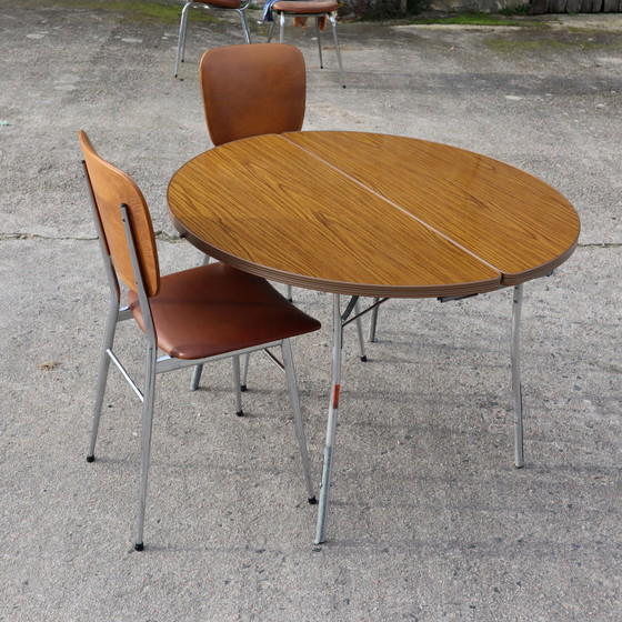 Image 1 of  Franse Mid Century Skai Chromen Stoelen Set Van 2 - Keukenstoelen - Retro-60S